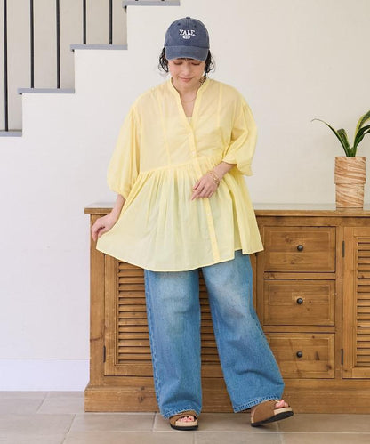 印度薄紗 Key領 長款襯衫