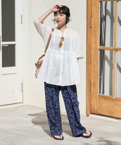 印度薄紗 Key領 長款襯衫