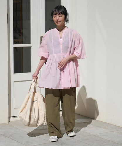 印度薄紗 Key領 長款襯衫