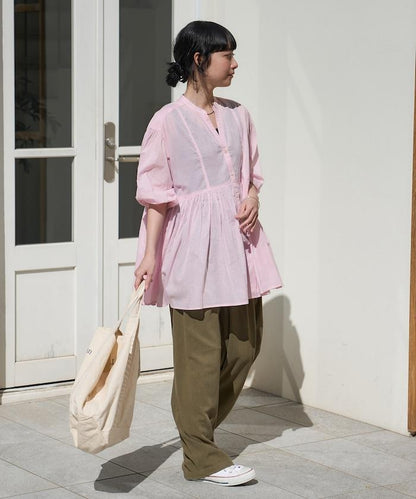 印度薄紗 Key領 長款襯衫