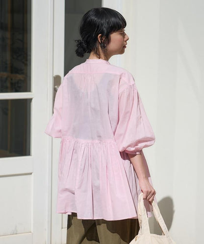 印度薄紗 Key領 長款襯衫