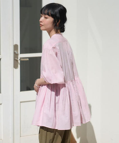 印度薄紗 Key領 長款襯衫