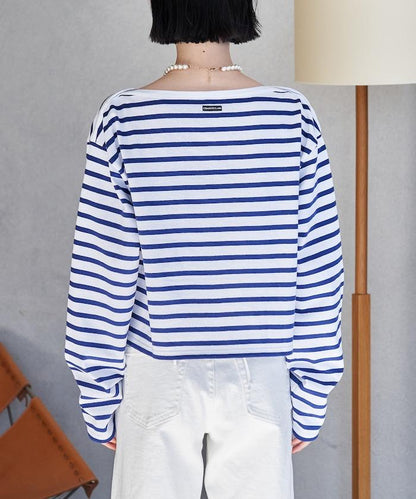 寬鬆 巴斯克條紋 側邊按扣 套頭上衣