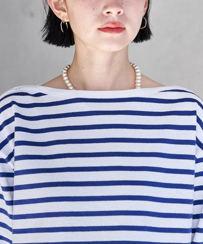 寬鬆 巴斯克條紋 側邊按扣 套頭上衣