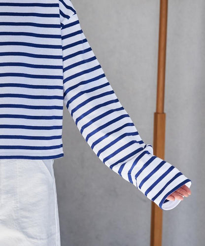 寬鬆 巴斯克條紋 側邊按扣 套頭上衣