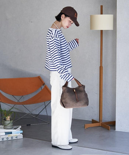 寬鬆 巴斯克條紋 側邊按扣 套頭上衣