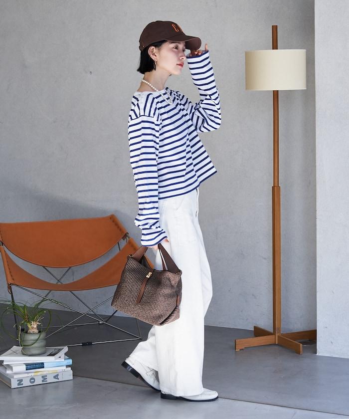 寬鬆 巴斯克條紋 側邊按扣 套頭上衣