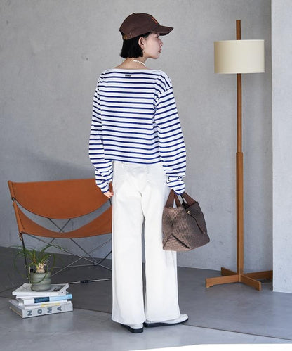 寬鬆 巴斯克條紋 側邊按扣 套頭上衣