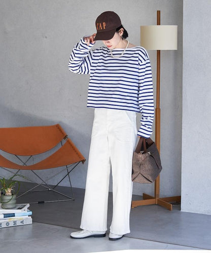 寬鬆 巴斯克條紋 側邊按扣 套頭上衣