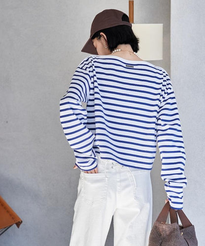 寬鬆 巴斯克條紋 側邊按扣 套頭上衣