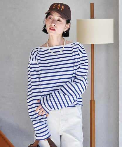 寬鬆 巴斯克條紋 側邊按扣 套頭上衣