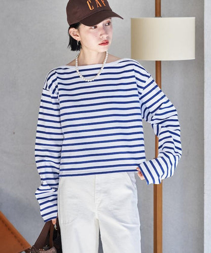 寬鬆 巴斯克條紋 側邊按扣 套頭上衣