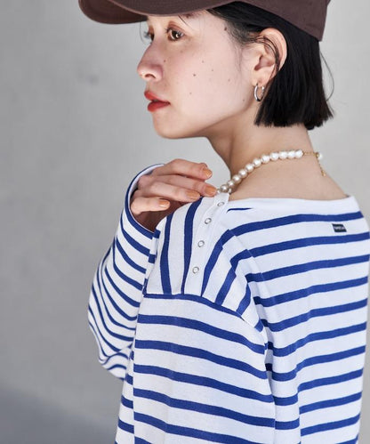 寬鬆 巴斯克條紋 側邊按扣 套頭上衣