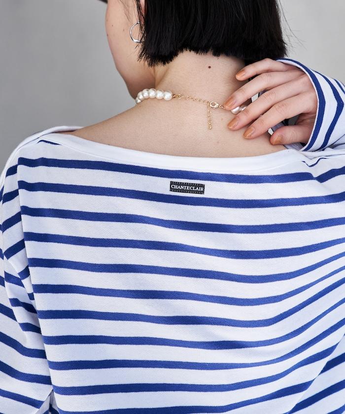 寬鬆 巴斯克條紋 側邊按扣 套頭上衣