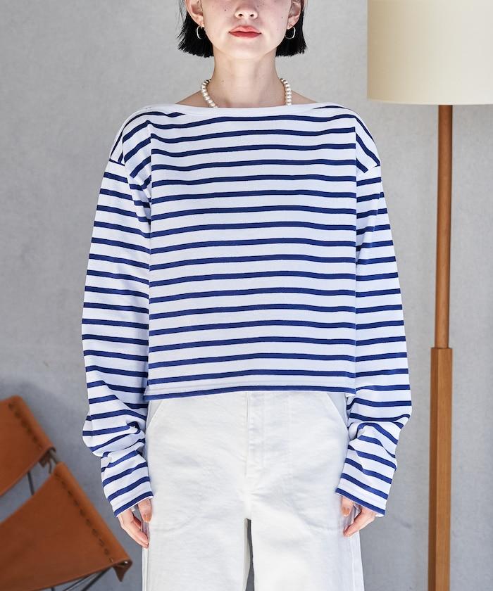 寬鬆 巴斯克條紋 側邊按扣 套頭上衣