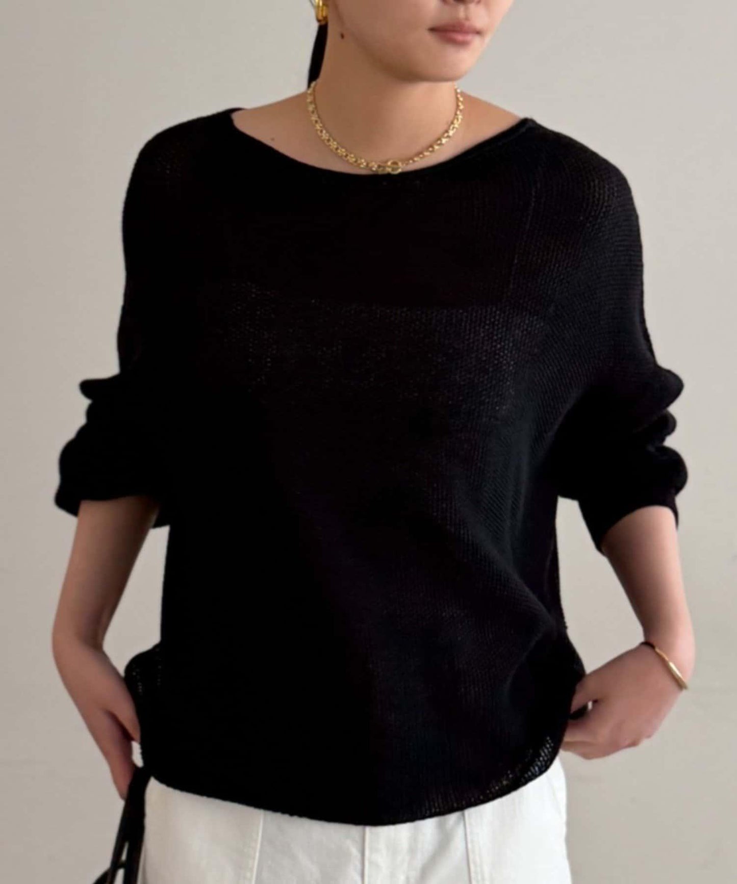 假麻棉針織上衣