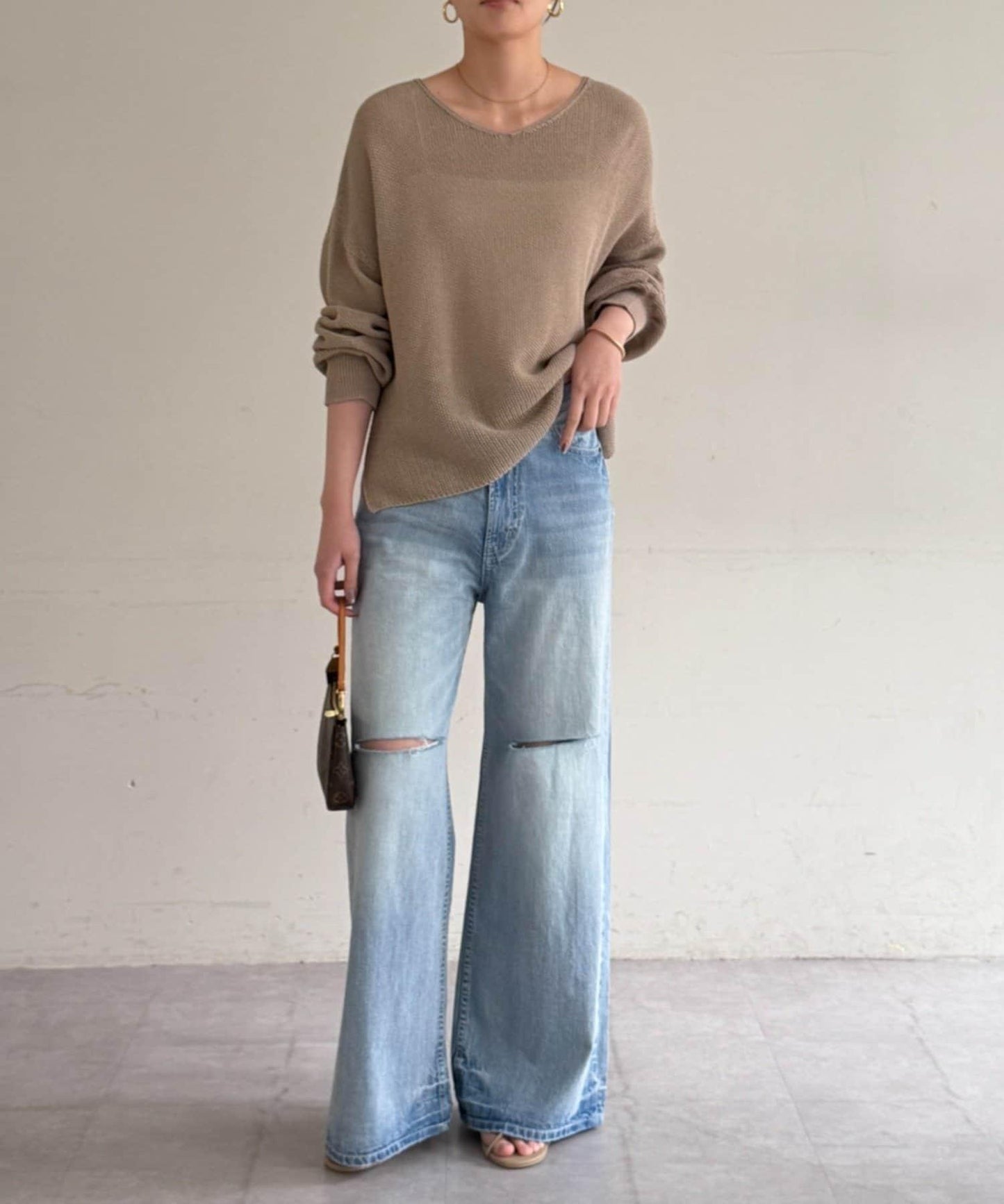 假麻棉針織上衣