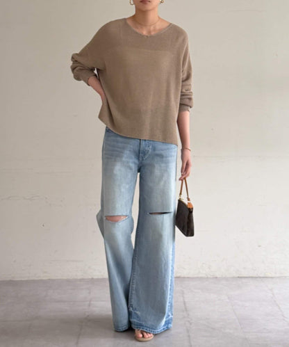 假麻棉針織上衣