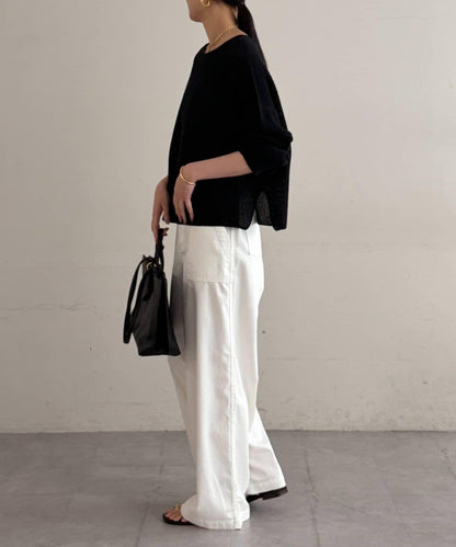 假麻棉針織上衣