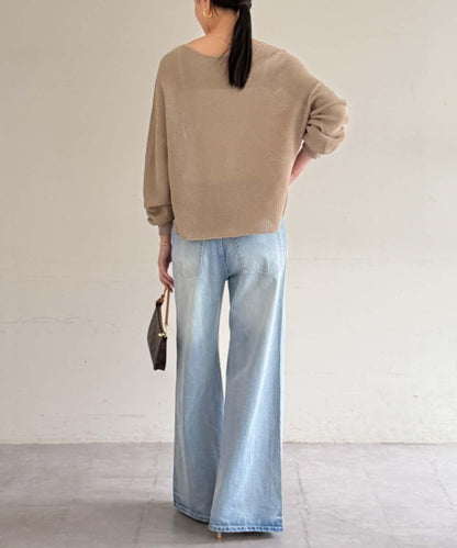 假麻棉針織上衣