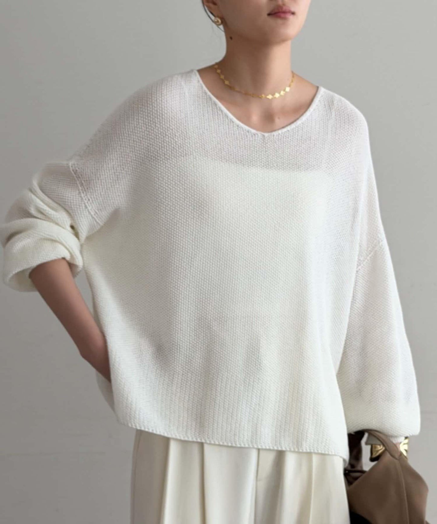 假麻棉針織上衣