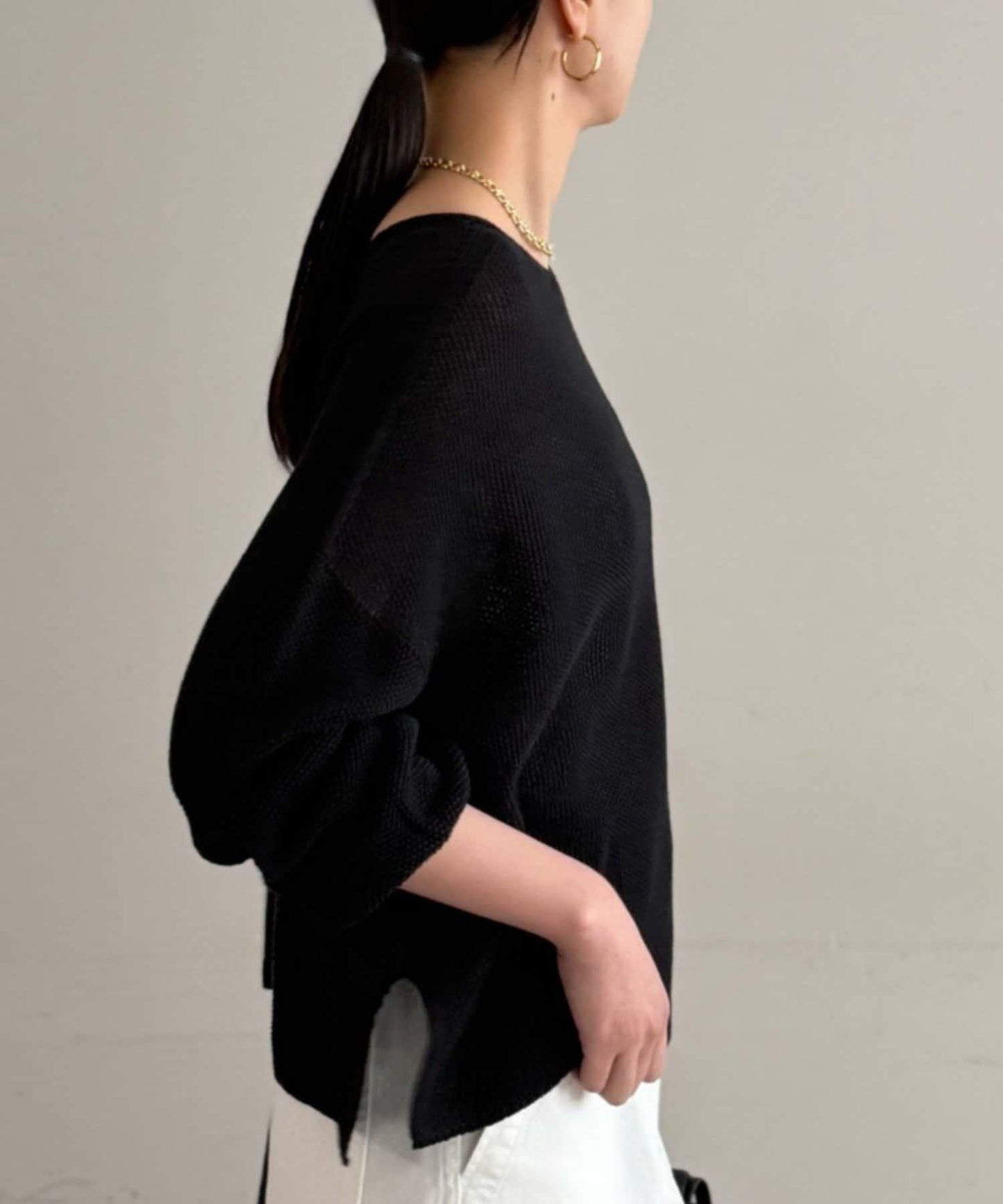 假麻棉針織上衣