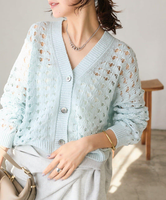 適合夏季穿 鏤空針織 針織開衫