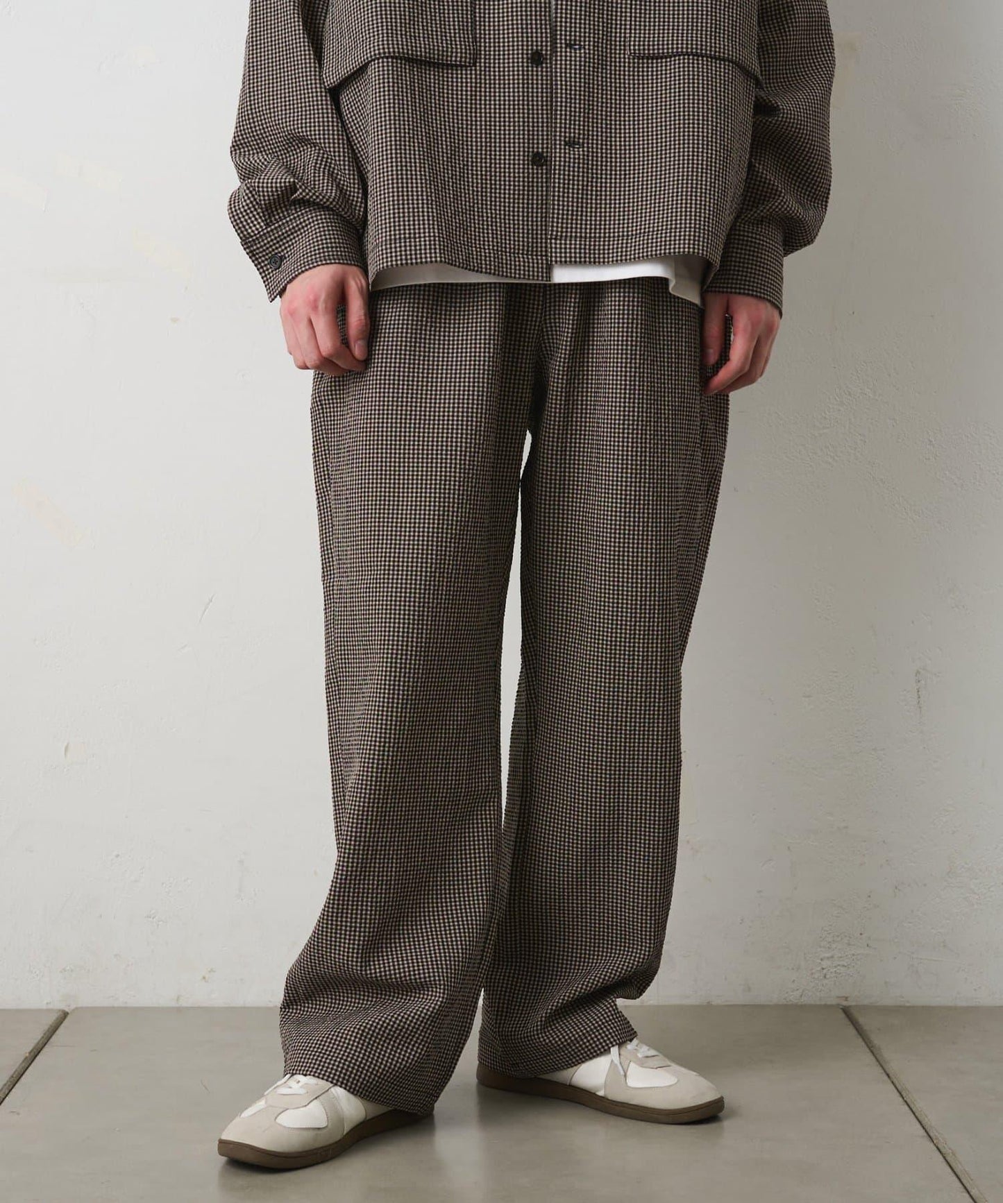 套裝可搭配 泡泡紗格紋 休閒褲