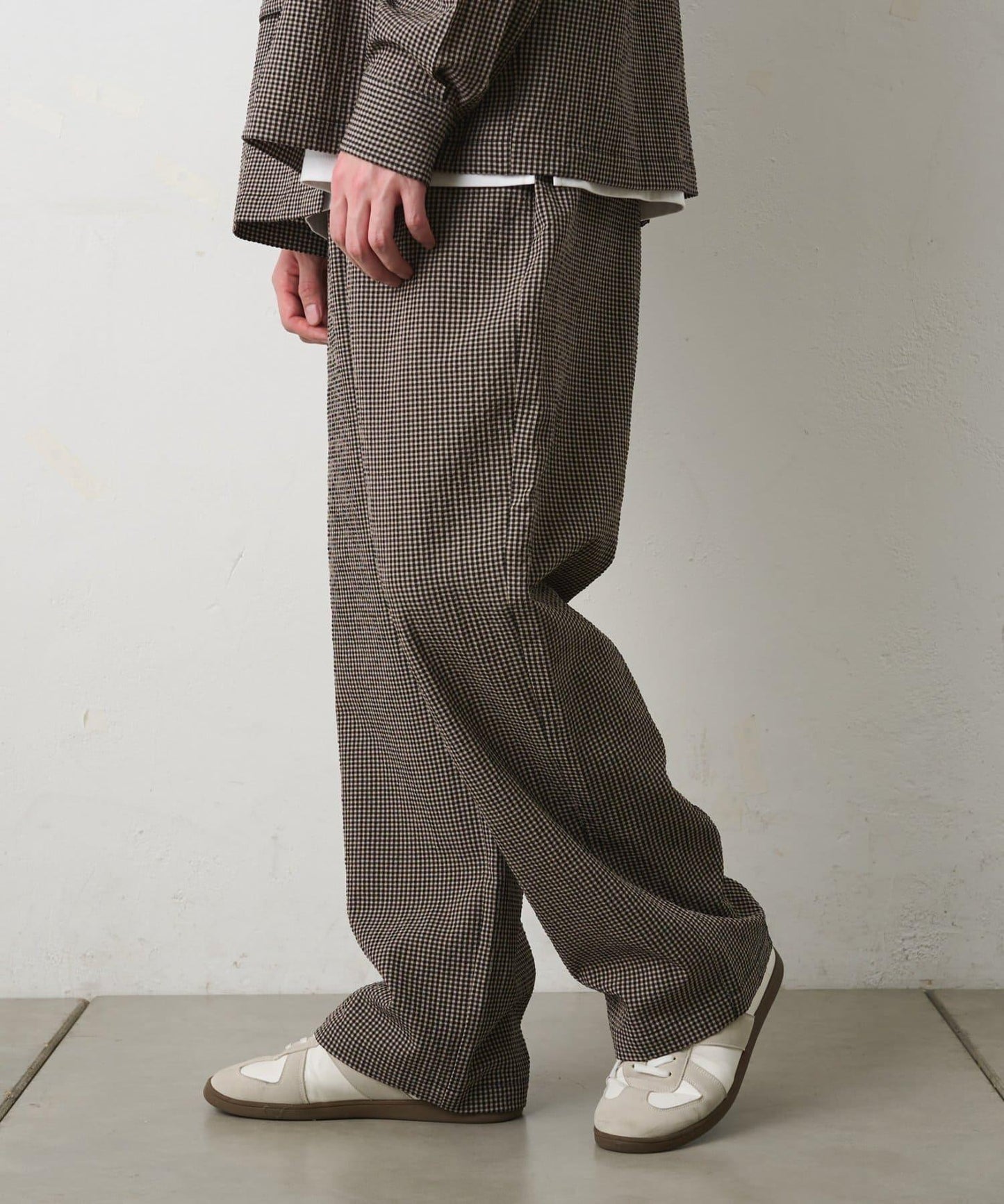 套裝可搭配 泡泡紗格紋 休閒褲