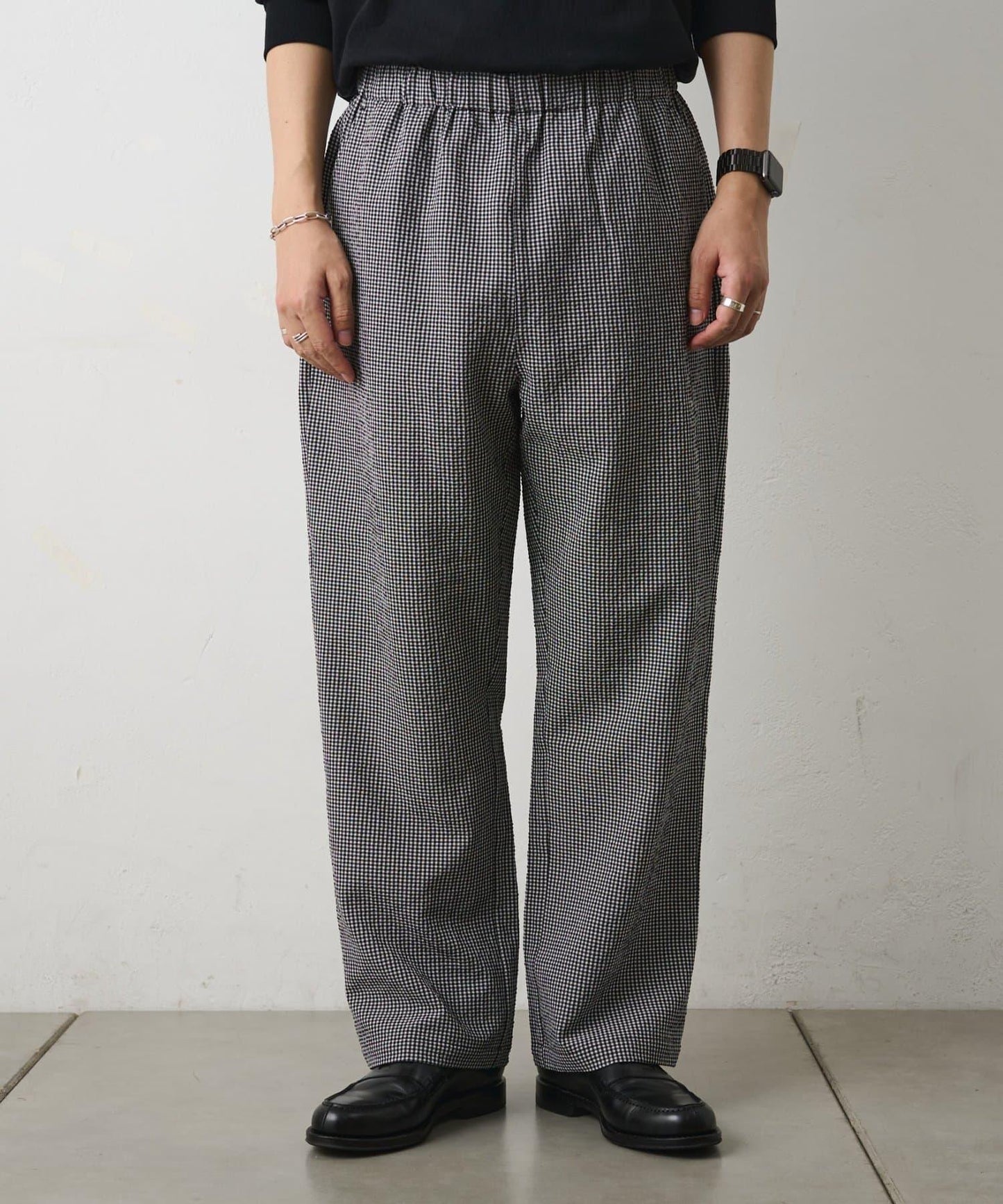 套裝可搭配 泡泡紗格紋 休閒褲