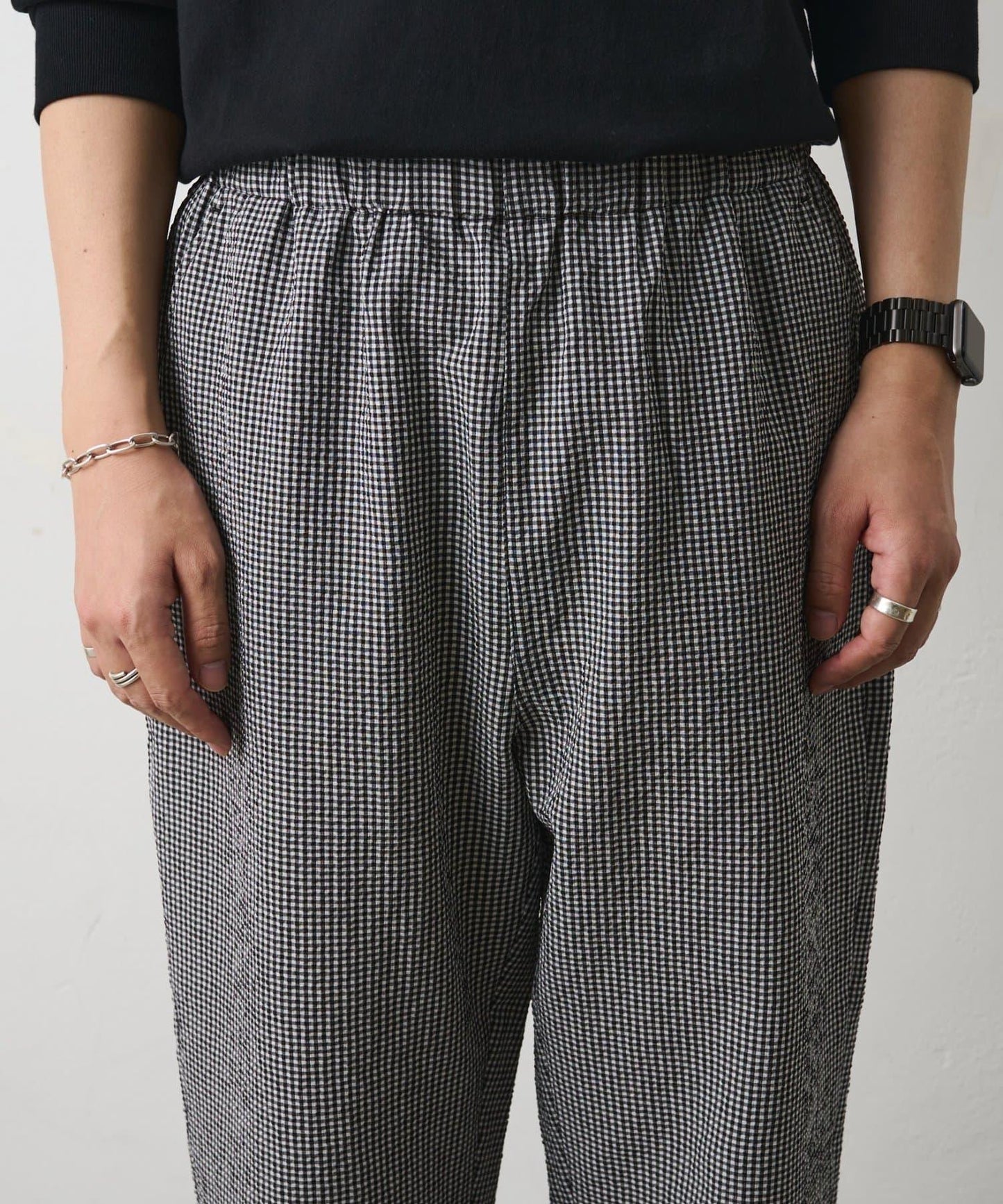 套裝可搭配 泡泡紗格紋 休閒褲