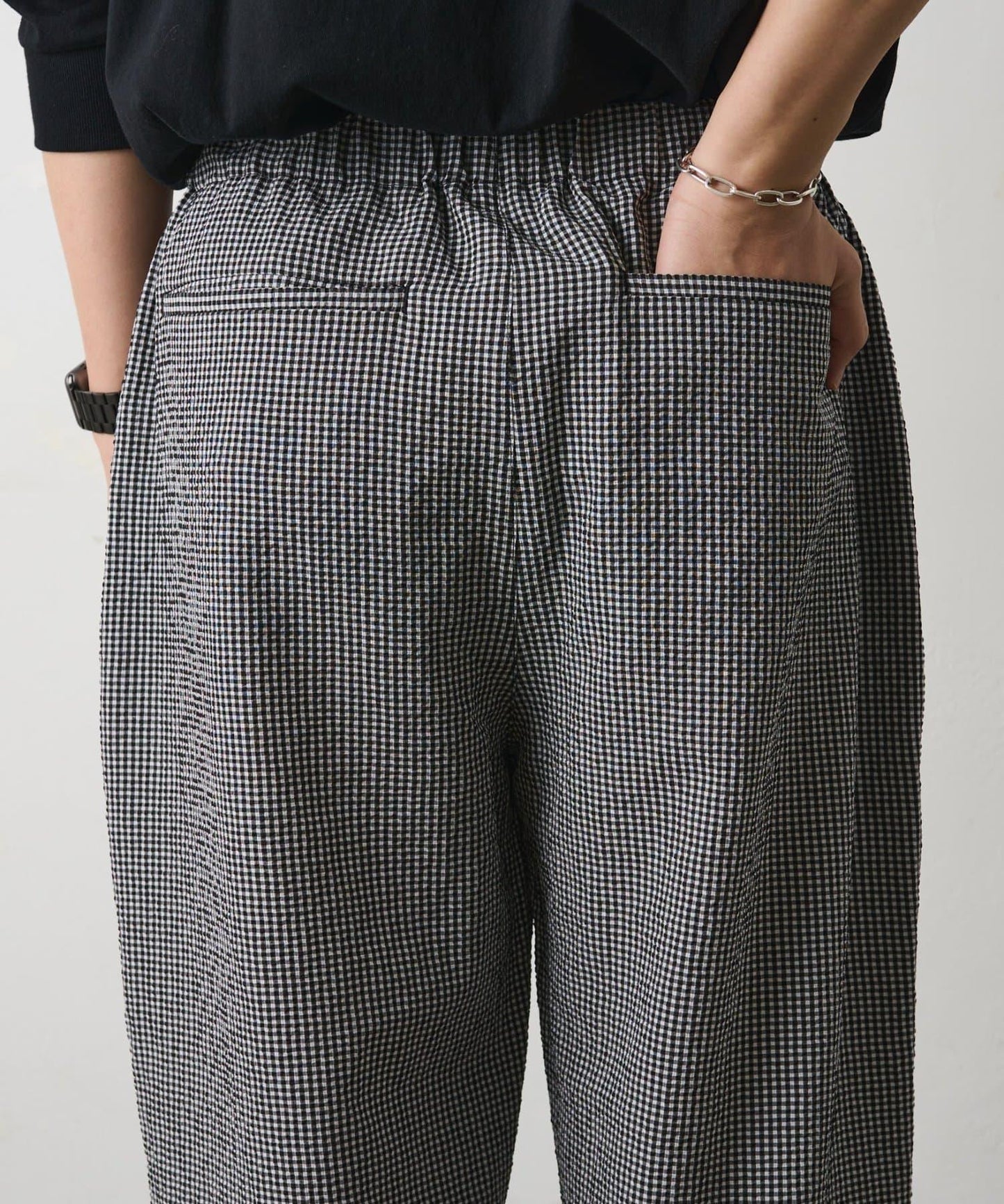 套裝可搭配 泡泡紗格紋 休閒褲