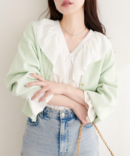 荷葉邊領設計襯衫