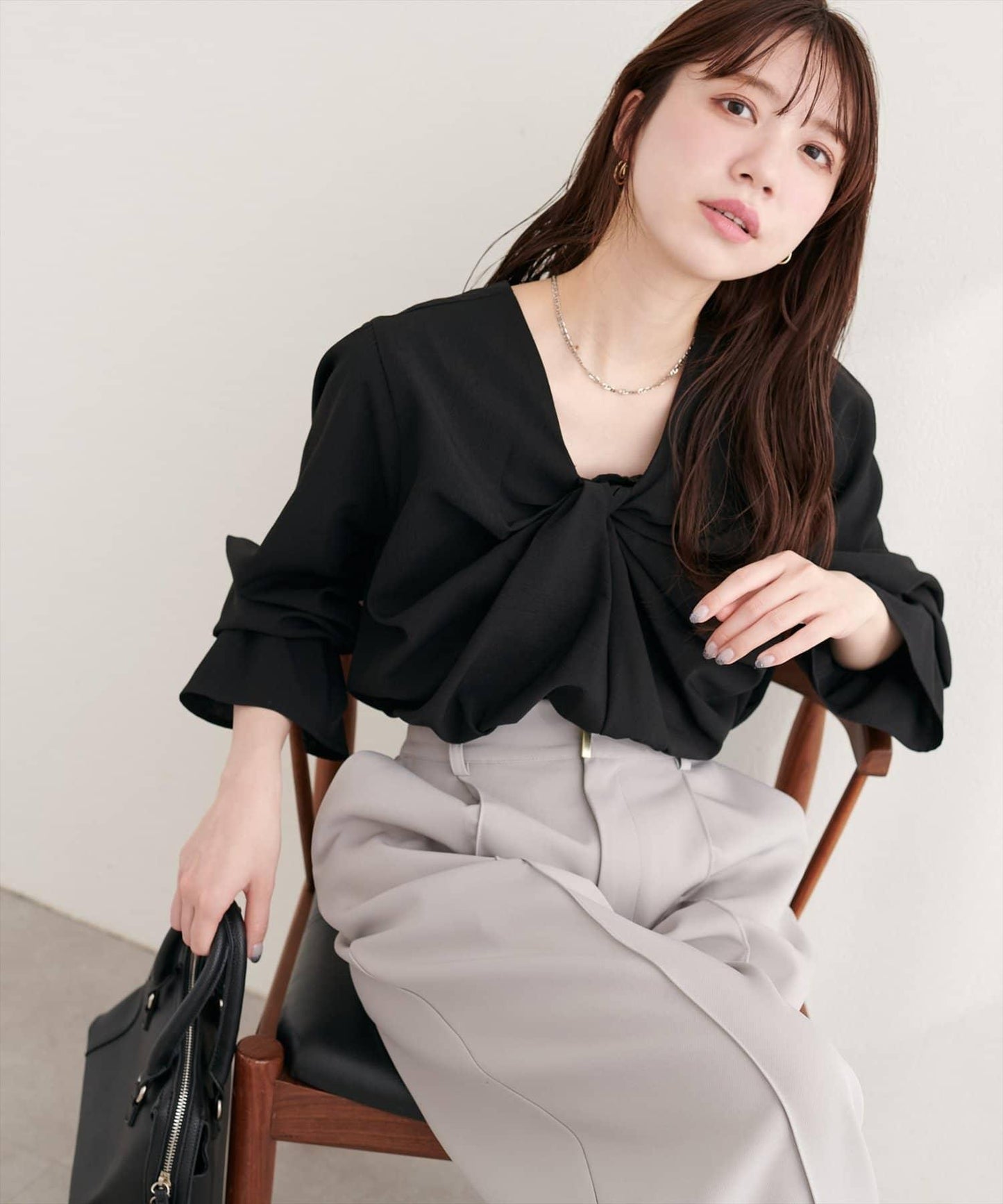 前後雙穿前扭結襯衫