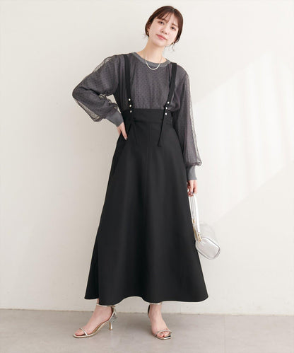 圓點按扣設計 2WAY 半身裙