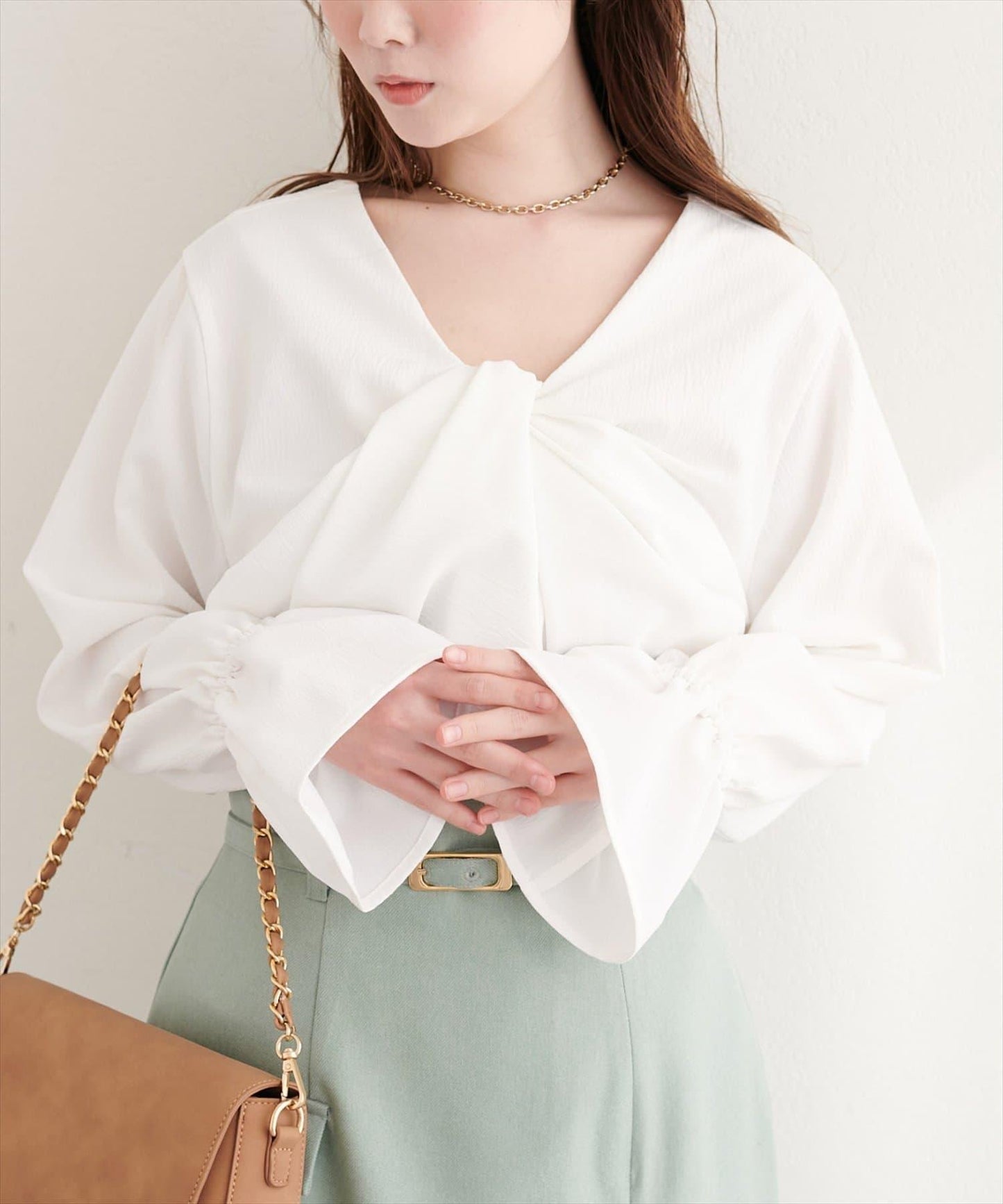 前後雙穿前扭結襯衫