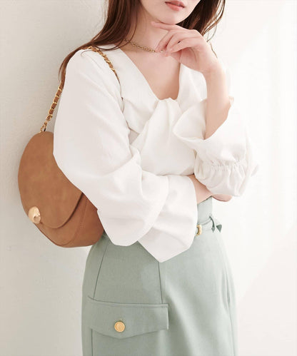 前後雙穿前扭結襯衫