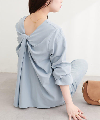 前後雙穿前扭結襯衫