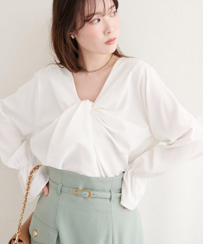 前後雙穿前扭結襯衫