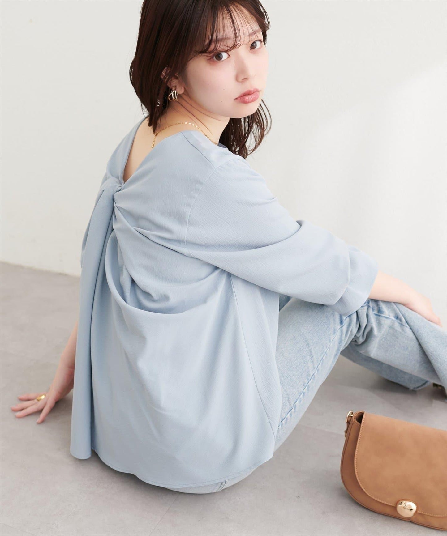 前後雙穿前扭結襯衫