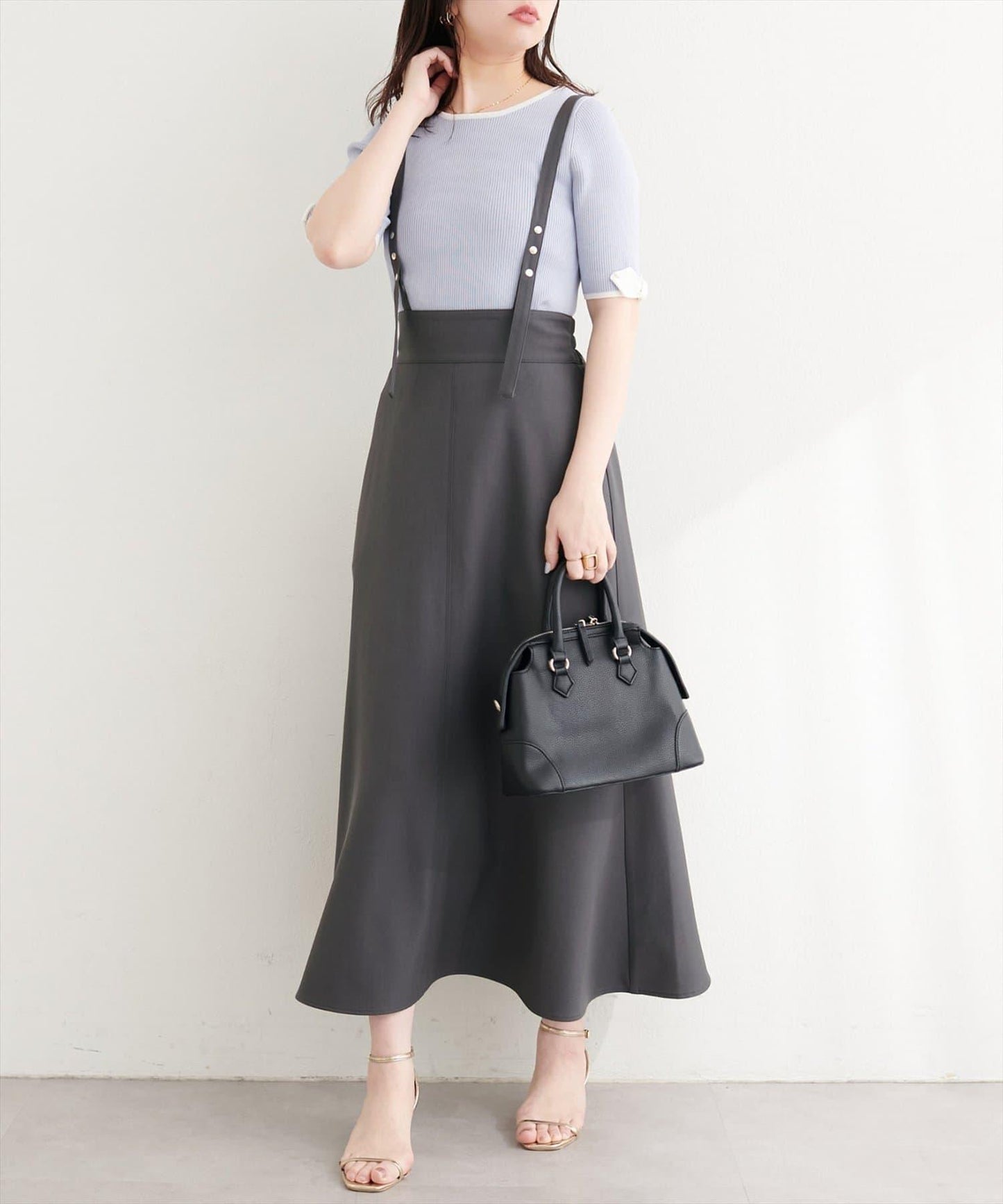 圓點按扣設計 2WAY 半身裙