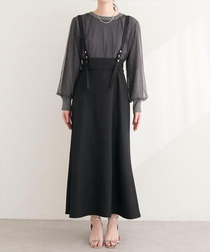 圓點按扣設計 2WAY 半身裙