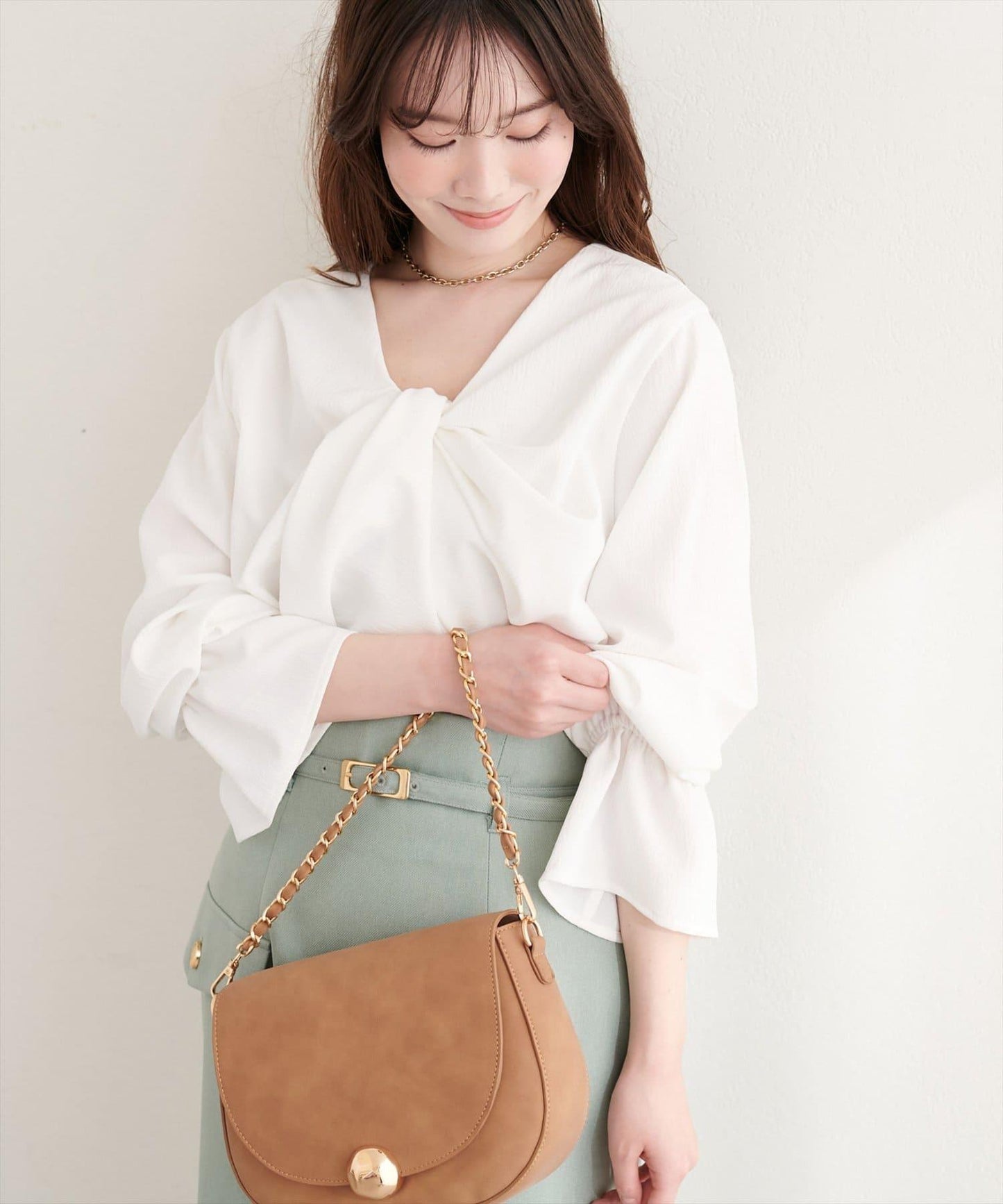 前後雙穿前扭結襯衫