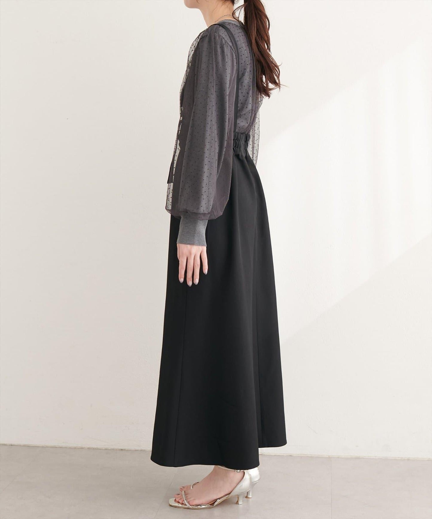 圓點按扣設計 2WAY 半身裙