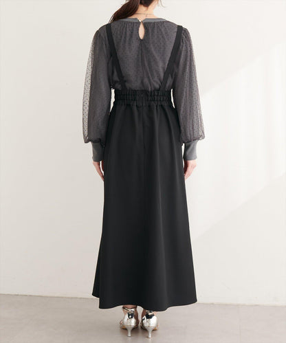 圓點按扣設計 2WAY 半身裙