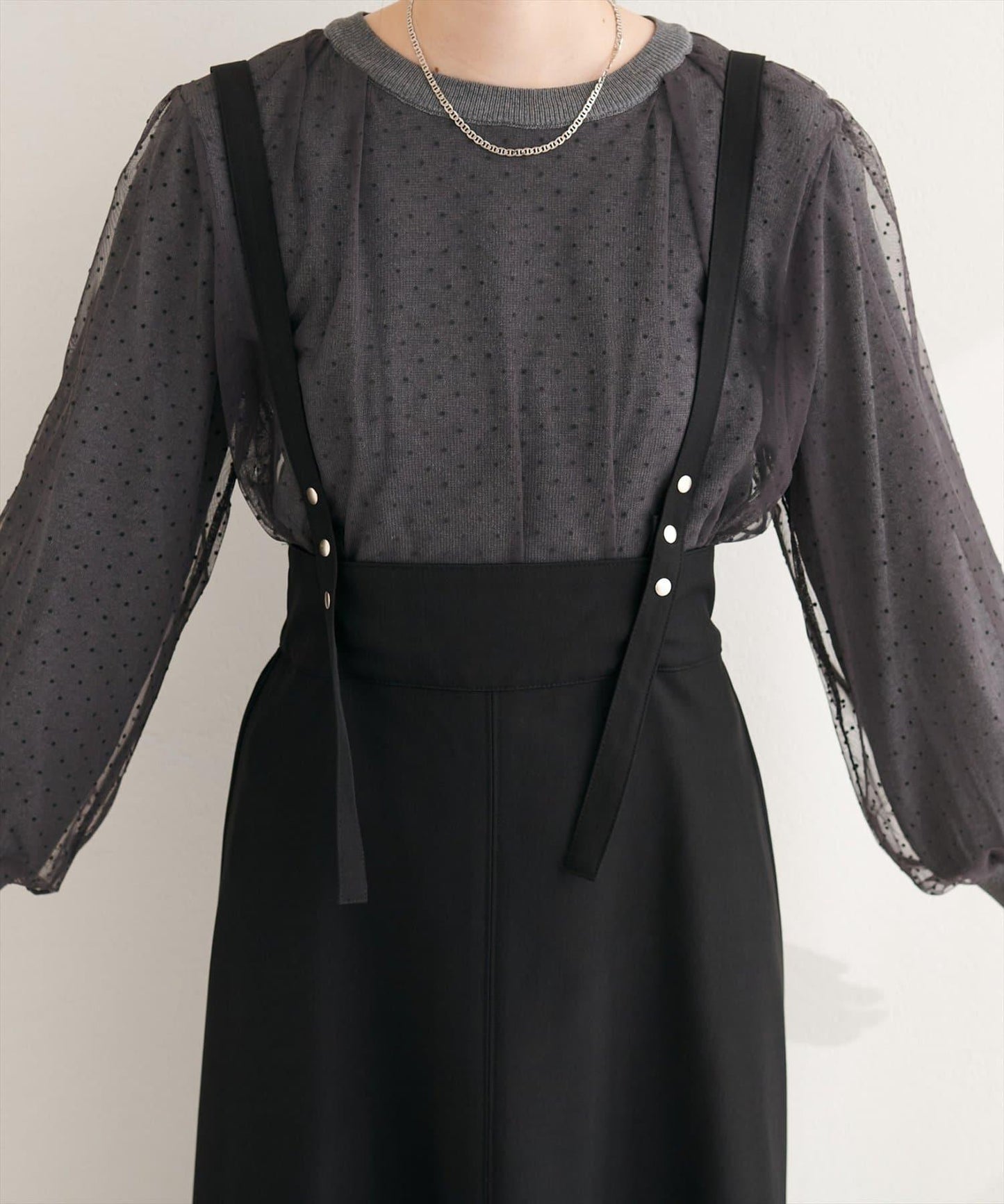 圓點按扣設計 2WAY 半身裙