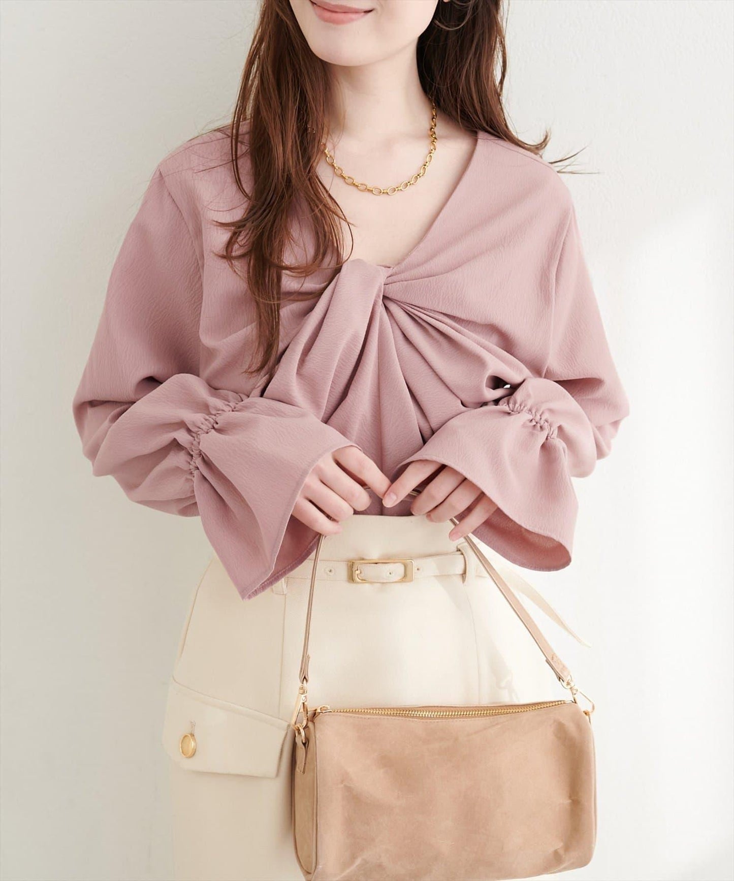 前後雙穿前扭結襯衫