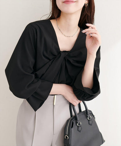 前後雙穿前扭結襯衫