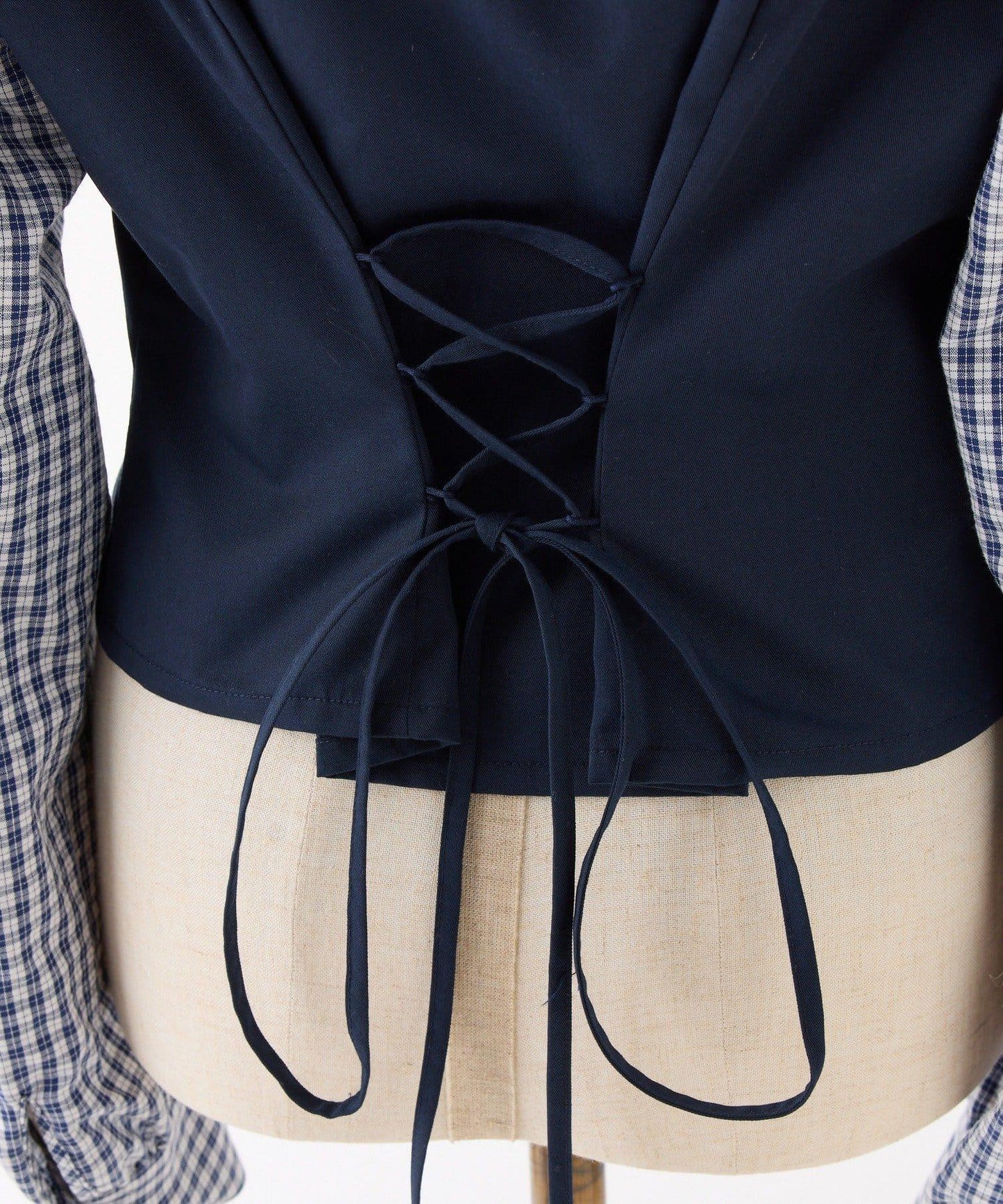 拼色後繫帶露肩上衣