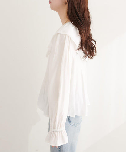 荷葉邊領設計襯衫